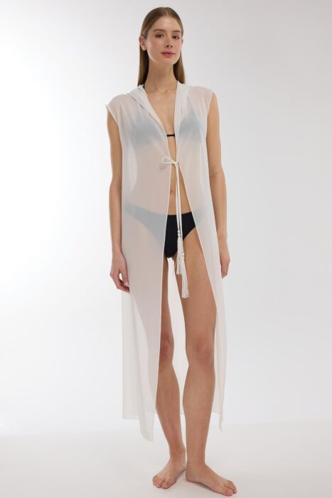 Ayyıldız 3861 Beyaz Plaj Elbisesi - AYYILDIZ