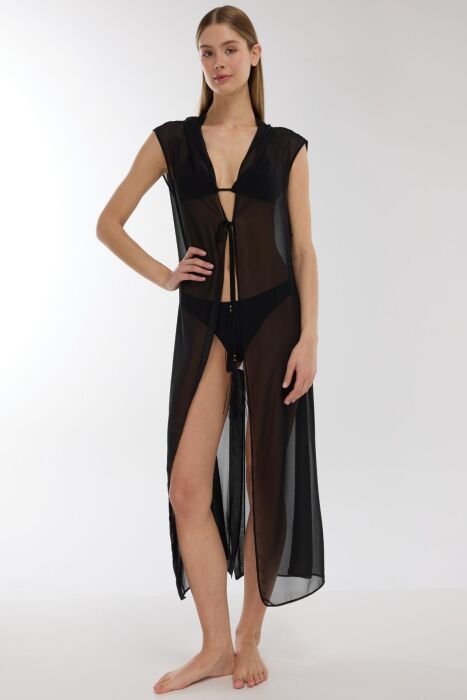 Ayyıldız 3861 Siyah Plaj Elbisesi - AYYILDIZ