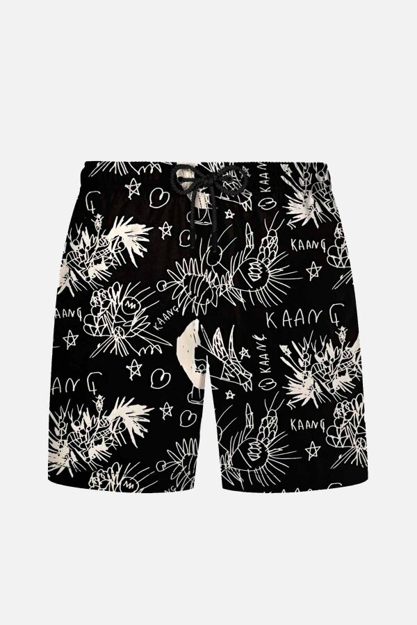 Ayyıldız 1845 Erkek Siyah Desenli Deniz Şortu - 1