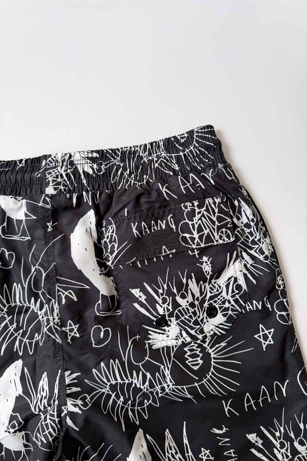 Ayyıldız 1845 Erkek Siyah Desenli Deniz Şortu - 2