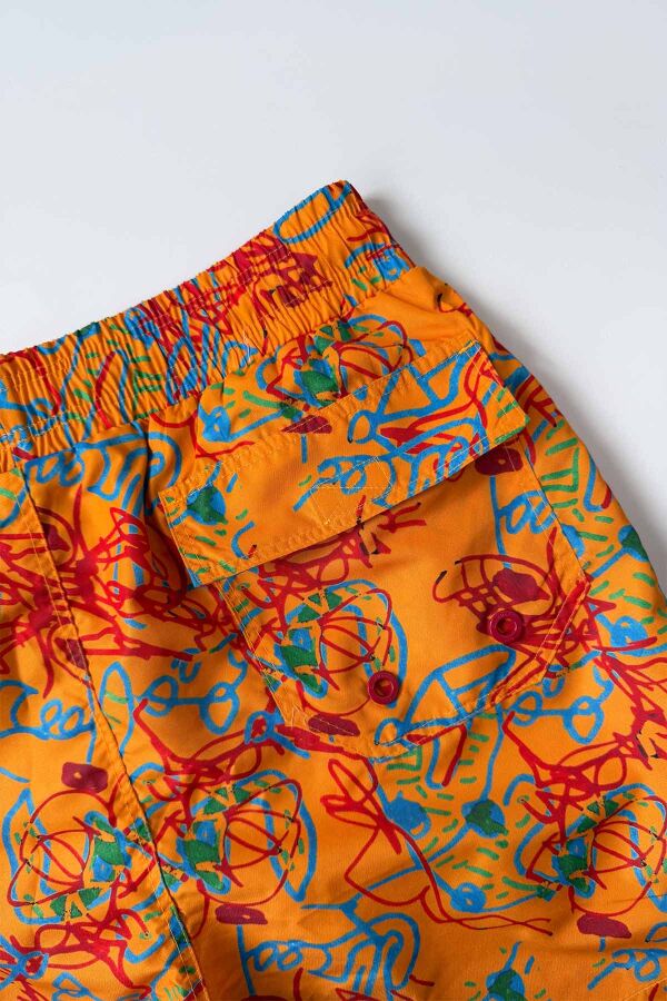 Ayyıldız 1845 Erkek Turuncu-Kırmızı Desenli Deniz Şortu - 3