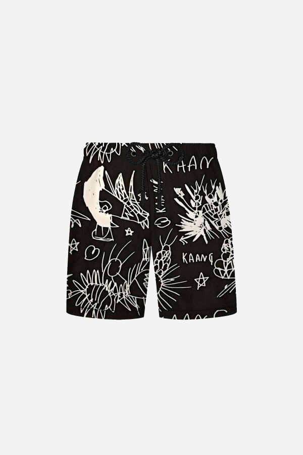 Ayyıldız 2106 Siyah Desenli Erkek Çocuk Deniz Şortu - 1