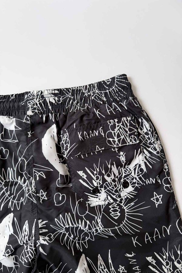 Ayyıldız 2106 Siyah Desenli Erkek Çocuk Deniz Şortu - 3