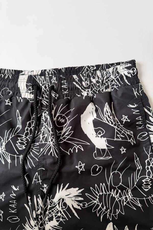 Ayyıldız 2106 Siyah Desenli Erkek Çocuk Deniz Şortu - 2