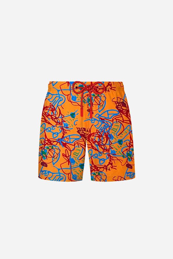 Ayyıldız 2106 Turuncu Desenli Erkek Çocuk Deniz Şortu - 1