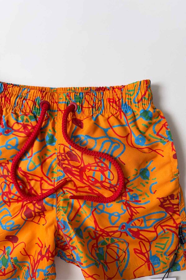 Ayyıldız 2106 Turuncu Desenli Erkek Çocuk Deniz Şortu - 2