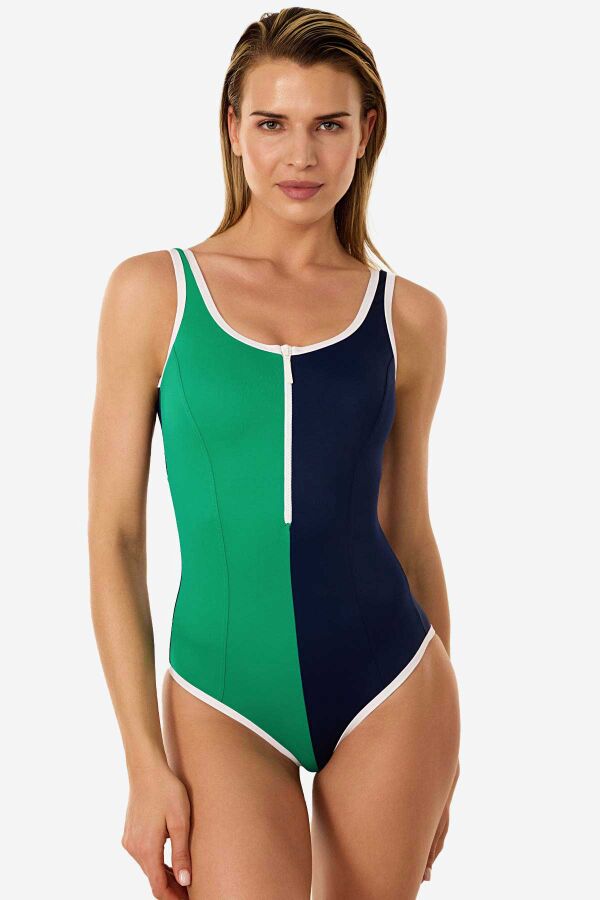 Ayyıldız 3030 Yeşil Fermuarlı Mayo - 1