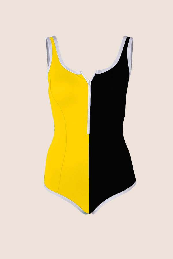 Ayyıldız 3030 Sarı Fermuarlı Mayo - 4