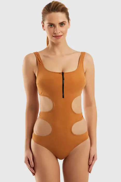 Ayyıldız 3035 Kahve Fermuarlı Mayokini - 1