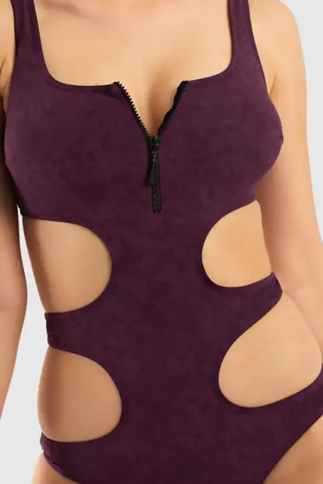 Ayyıldız 3035 Mor Fermuarlı Mayokini - 3