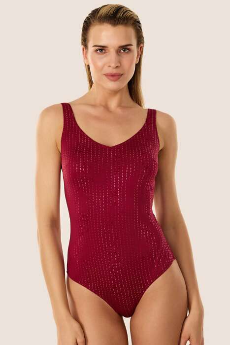 Ayyıldız 3108 Bordo Simli Mayo - 1