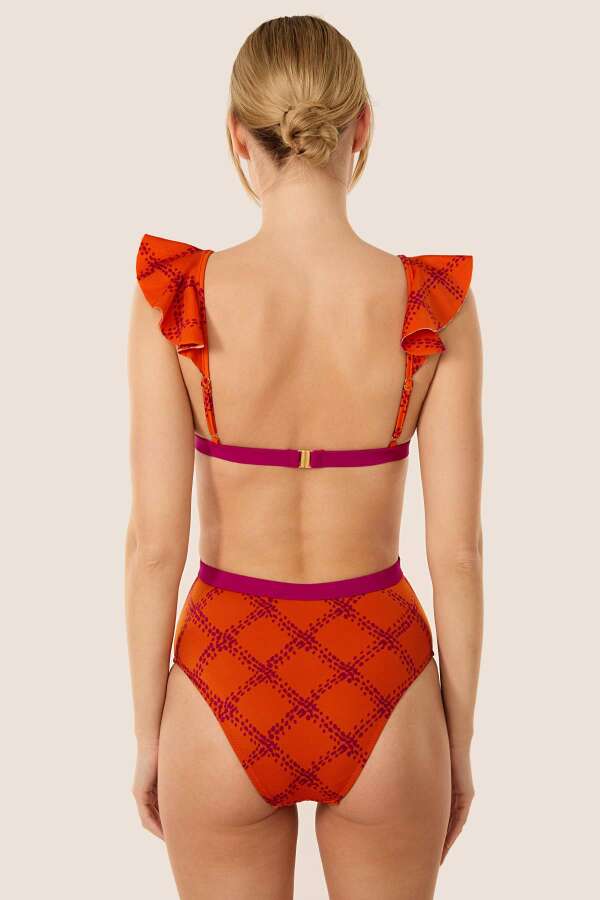 Ayyıldız 3114 Turuncu Fırfırlı Mayokini - 2