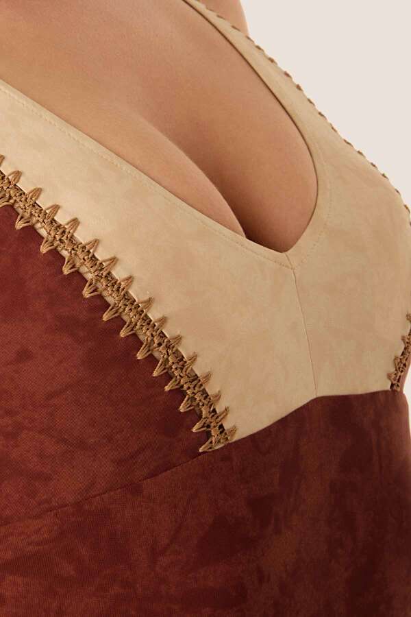 Ayyıldız 4337 Kahverengi Nakışlı Mayo - 3