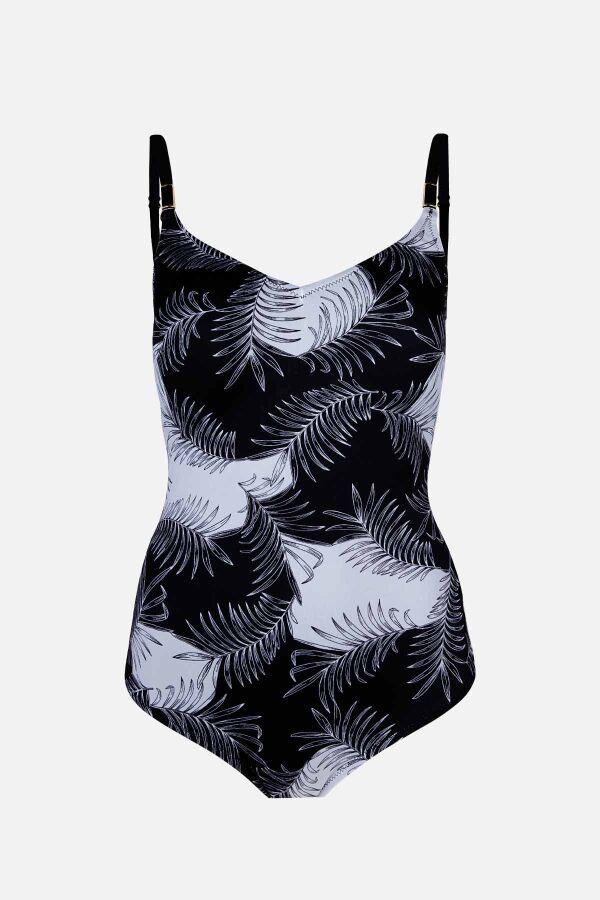 Ayyıldız 3149 Siyah Yaprak Desenli Toparlayıcı Mayo - 4