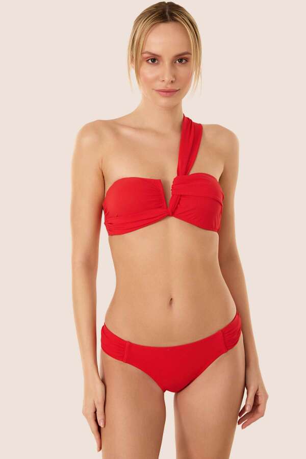 Ayyıldız 3400 Kırmızı Tek Omuz Bikini Takımı - 1