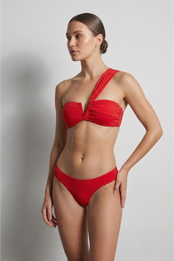 Ayyıldız 3400 Kırmızı Tek Omuz Bikini Takımı - 1