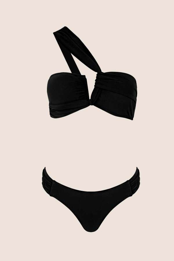 Ayyıldız 3400 Siyah Tek Omuz Bikini Takımı - 5