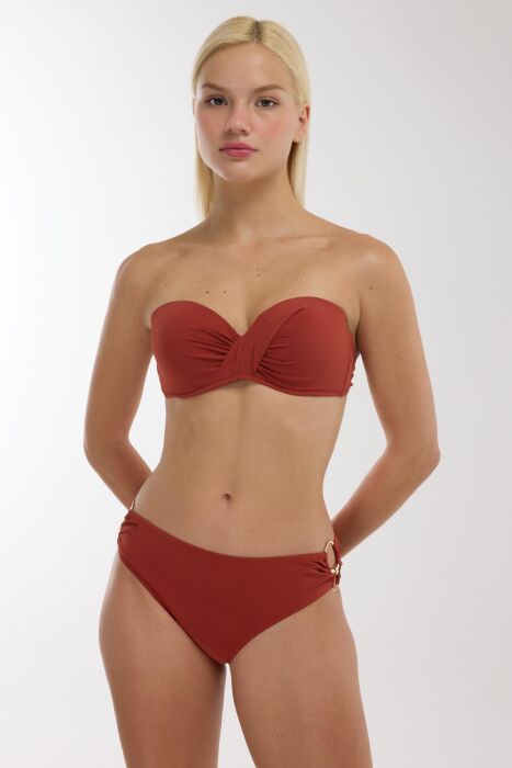Ayyıldız 3404 Kiremit Straplez Bikini Takımı - 1
