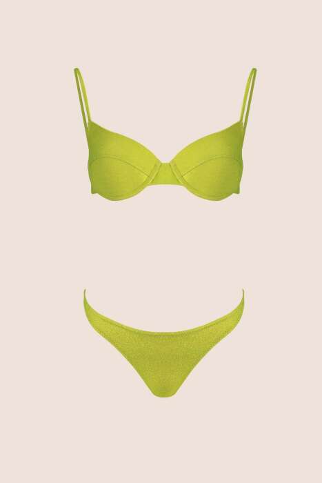 Ayyıldız 3409 Yeşil Simli Kaplı Bikini Takımı - 4