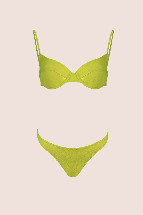 Ayyıldız 3409 Yeşil Simli Kaplı Bikini Takımı - 4