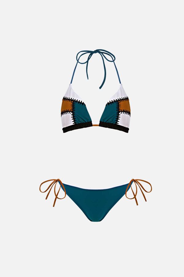 Ayyıldız 3413 Yeşil Nakış İşlemeli Bikini Takımı - 4