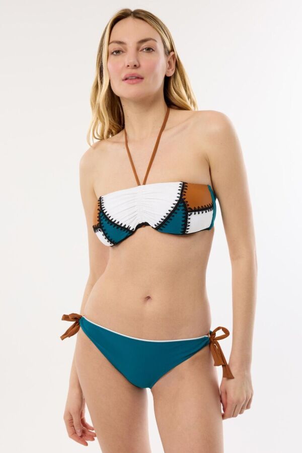 Ayyıldız 3414 Yeşil Straplez Bikini Takımı - 1