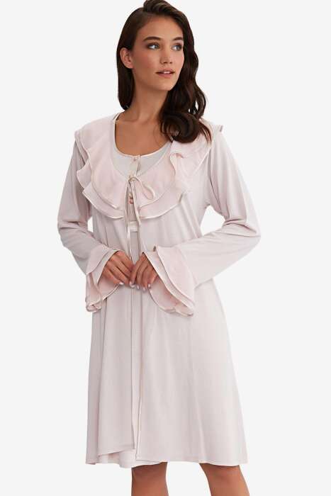 Ayyıldız 3415 Pudra Lohusa Gecelik Sabahlık Takım - AYYILDIZ