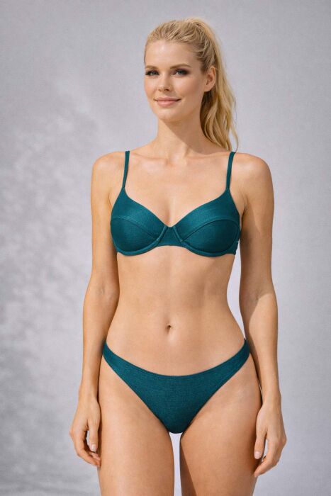 Ayyıldız 3424 Petrol Simli Kapsız Bikini Takımı - 1