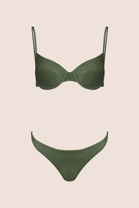 Ayyıldız 3424 Haki Simli Kapsız Bikini Takımı - 4