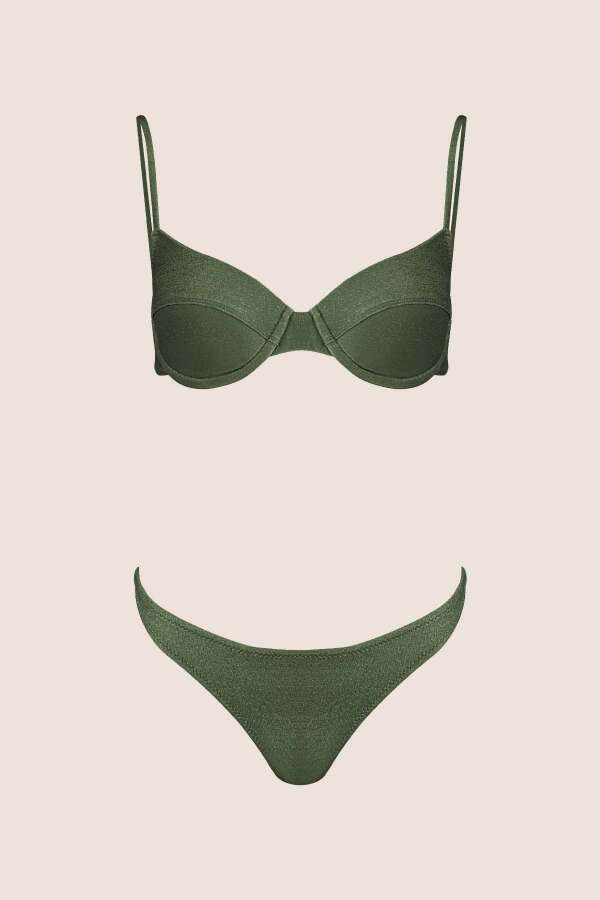 Ayyıldız 3424 Haki Simli Kapsız Bikini Takımı - 4