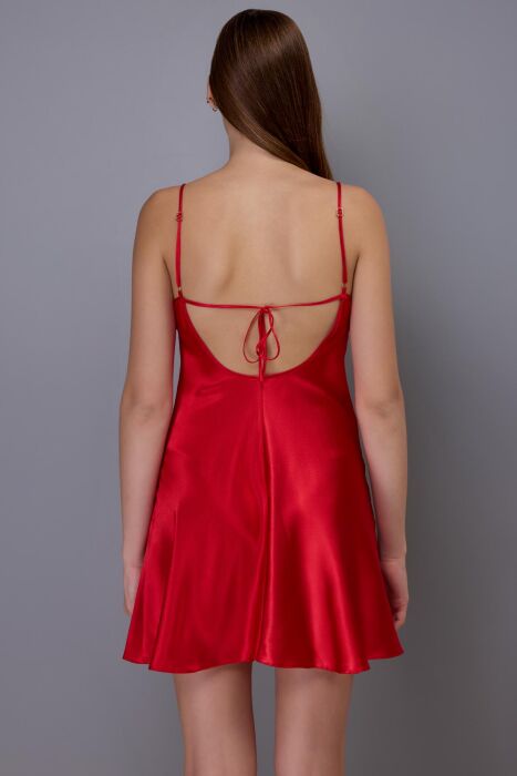 Ayyıldız 3458 Kırmızı Saten Gecelik - 3