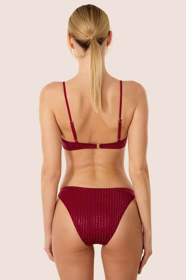 Ayyıldız 3506 Bordo Simli Bikini Takımı - 2