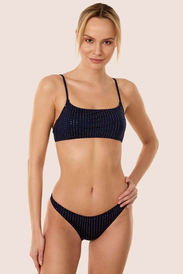 Ayyıldız 3506 Lacivert Simli Bikini Takımı - 1