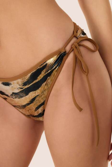 Ayyıldız 4639 Parlak Kahverengi Leopar Straplez Bikini Takımı - 3