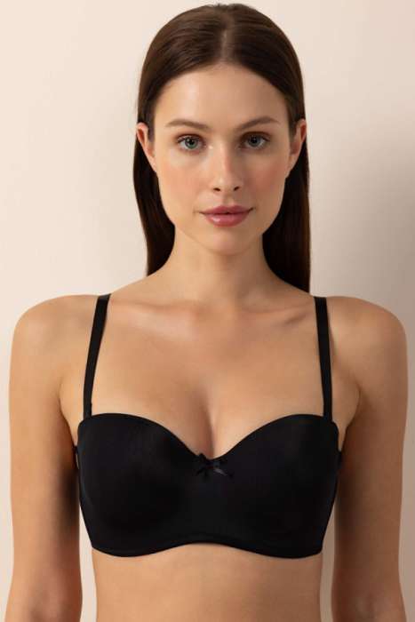 Ayyıldız 3655 Siyah Straplez Push-Up Sütyen - 1