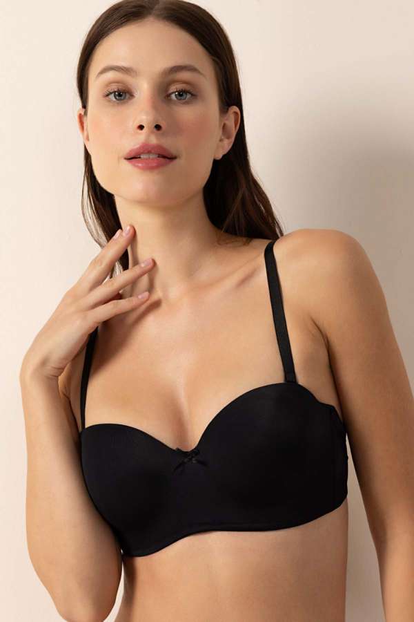 Ayyıldız 3655 Siyah Straplez Push-Up Sütyen - 2