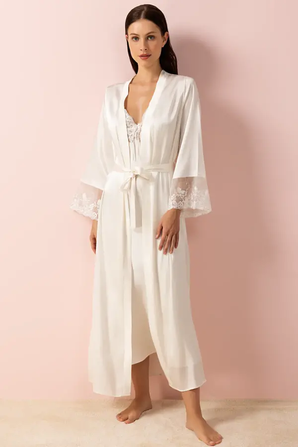 Ayyıldız 3803 Ekru Gecelik Sabahlık Takım - 2