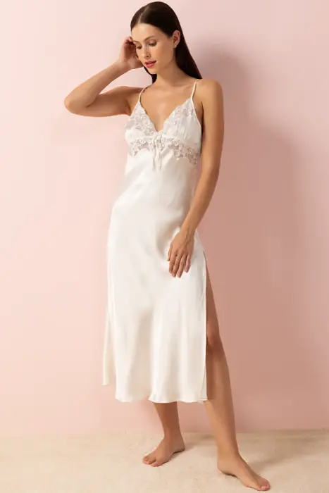 Ayyıldız 3803 Ekru Gecelik Sabahlık Takım - 3