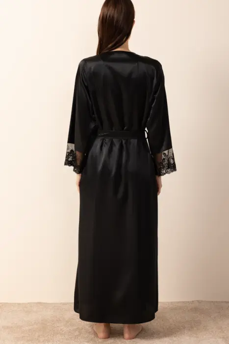 Ayyıldız 3803 Siyah Gecelik Sabahlık Takım - 6