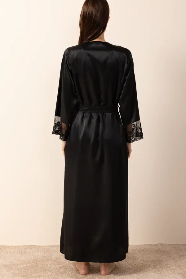 Ayyıldız 3803 Siyah Gecelik Sabahlık Takım - 6