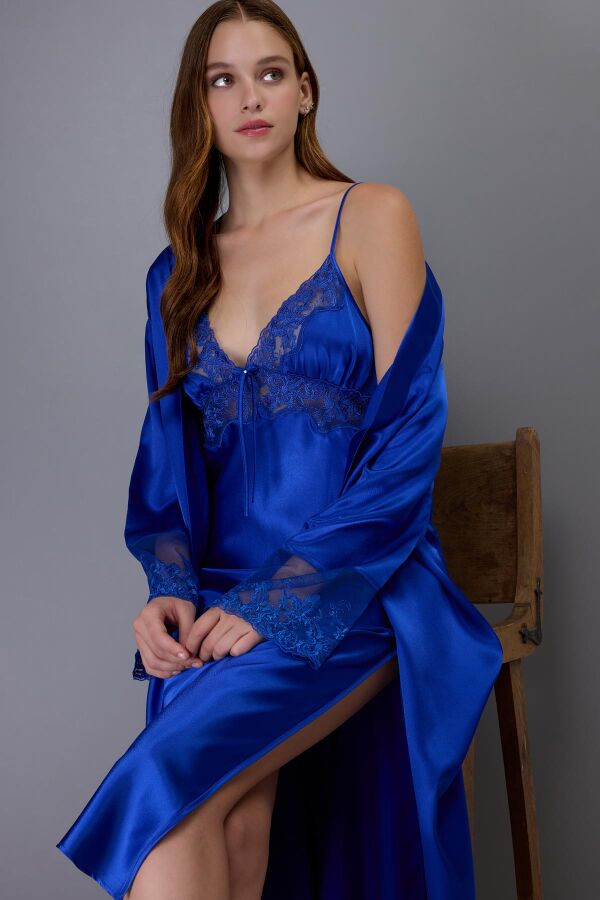 Ayyıldız 3803 Saks Gecelik Sabahlık Takım - 1