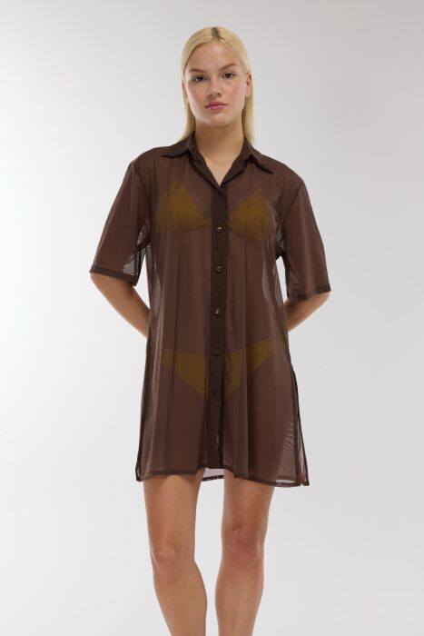 Ayyıldız 3812 Kahverengi Plaj Elbisesi - AYYILDIZ