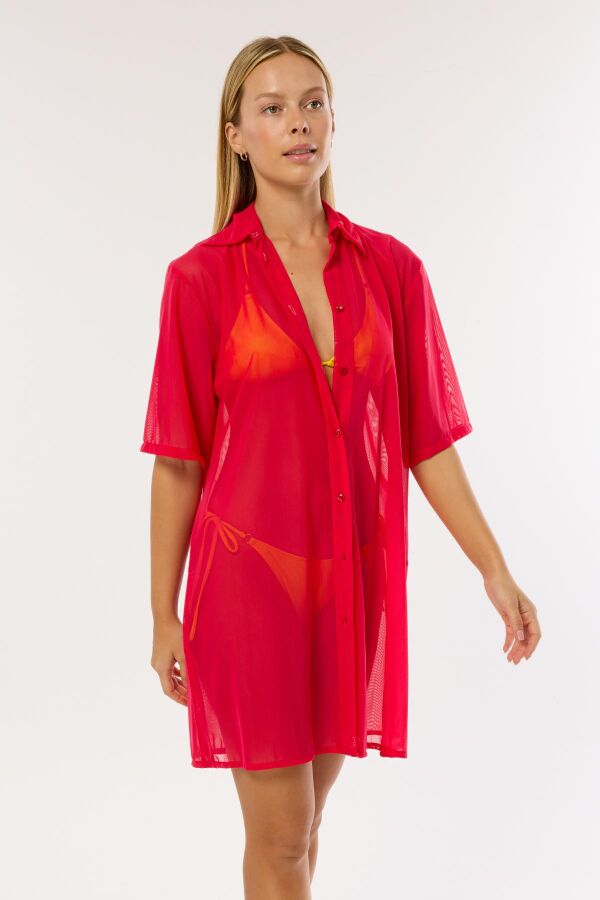 Ayyıldız 3812 Kırmızı Plaj Elbisesi - 2