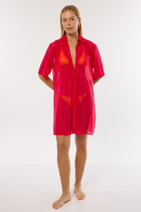 Ayyıldız 3812 Kırmızı Plaj Elbisesi - AYYILDIZ