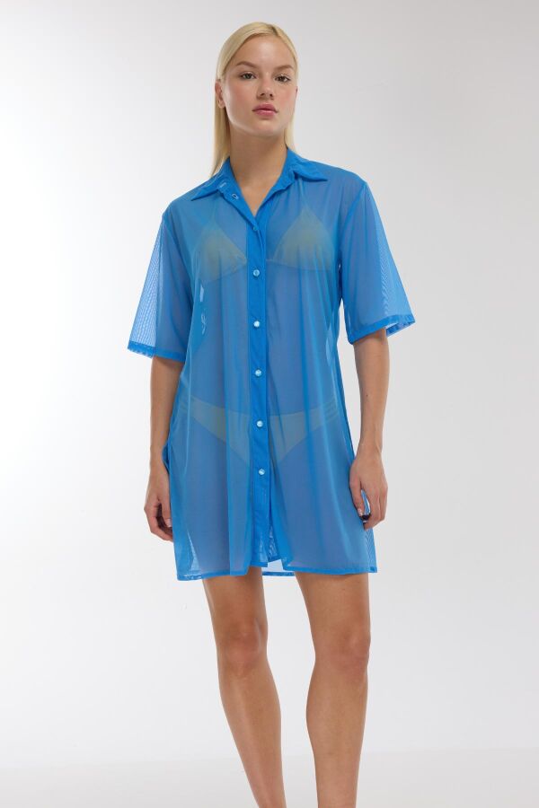 Ayyıldız 3812 Mavi Plaj Elbisesi - 1