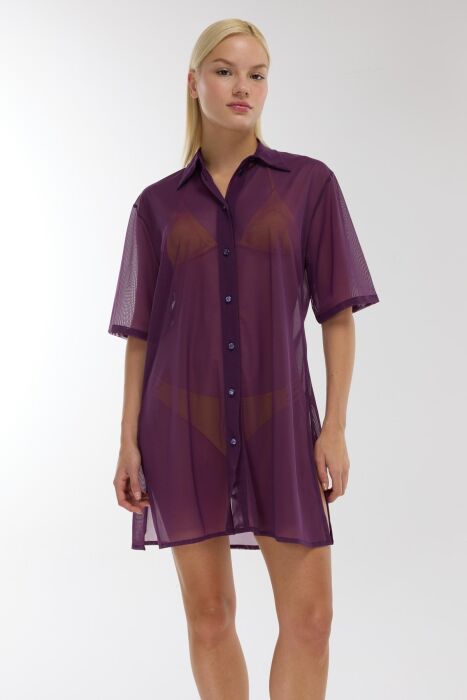 Ayyıldız 3812 Mürdüm Plaj Elbisesi - 1