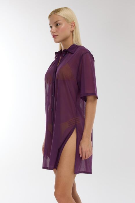 Ayyıldız 3812 Mürdüm Plaj Elbisesi - 2