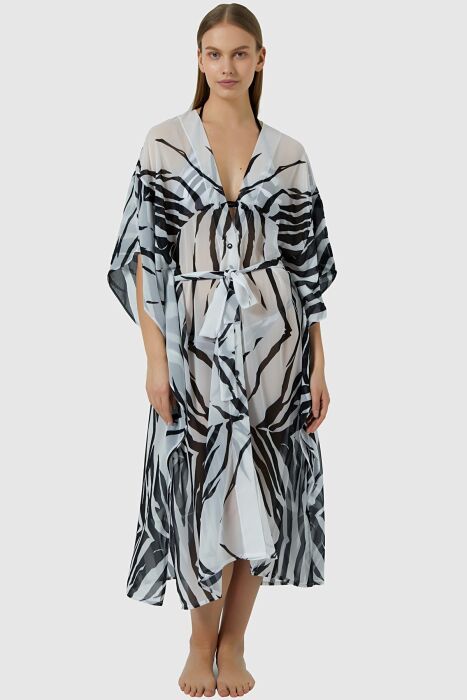 Ayyıldız 3853 Zebra Desenli Plaj Elbisesi - 1
