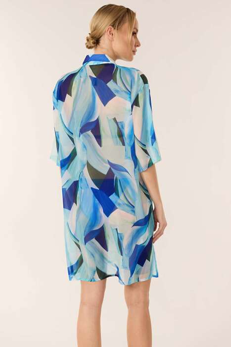 Ayyıldız 4805 Mavi Beyaz Plaj Elbisesi - AYYILDIZ (1)