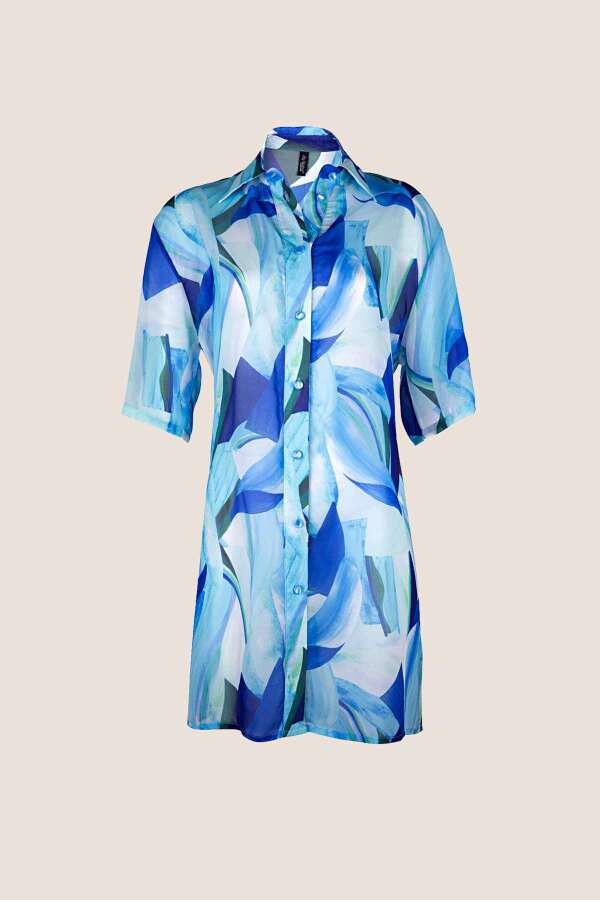 Ayyıldız 4805 Mavi Beyaz Plaj Elbisesi - 4